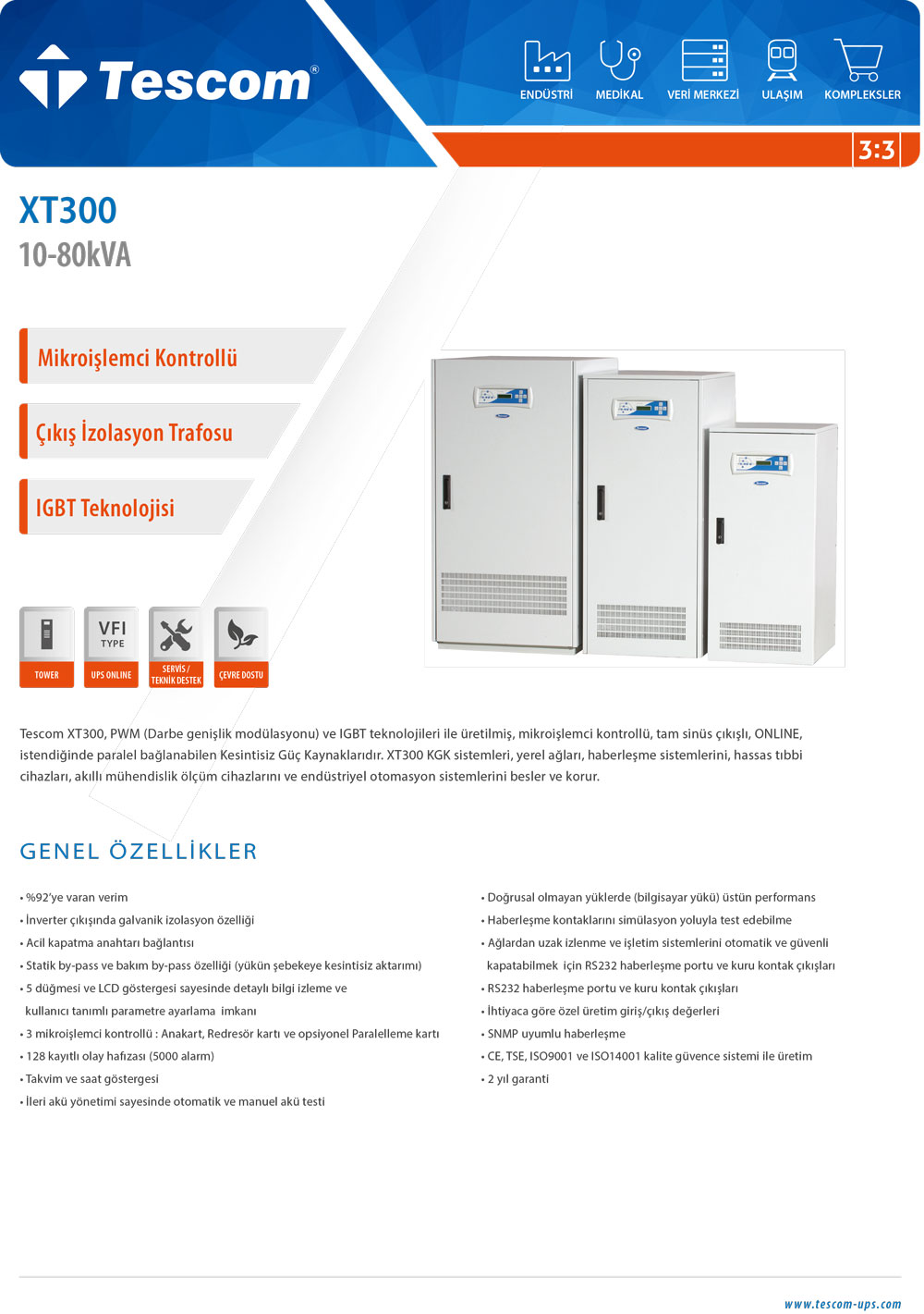XT 300 10 - 80 kVA