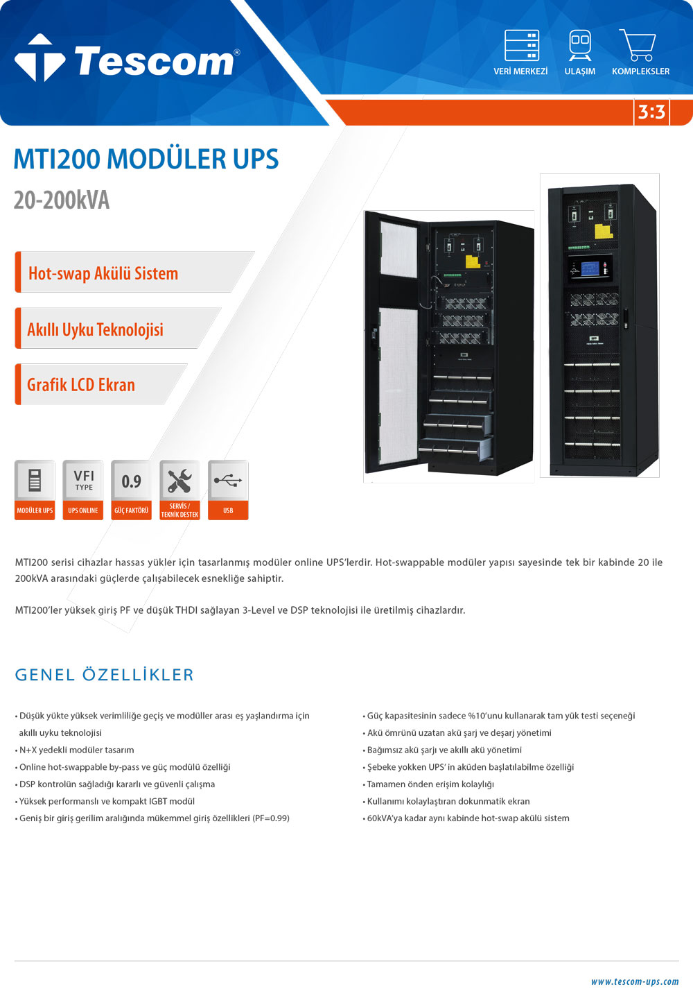 MTI200 MODÜLER UPS 20 - 200 kVA