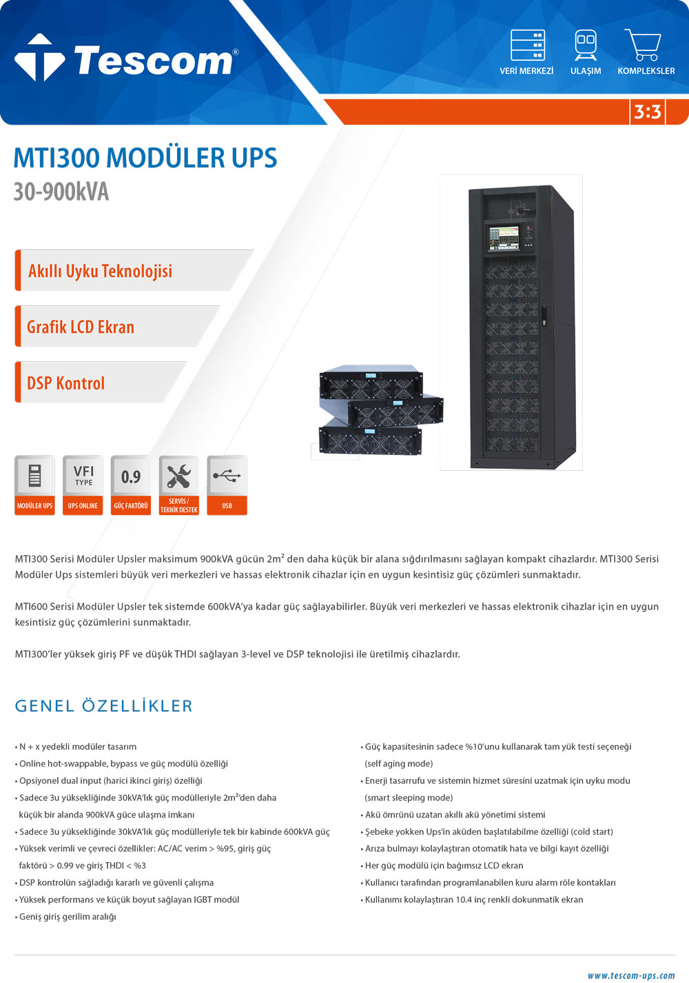 MTI300 MODÜLER UPS 30 - 900 kVA
