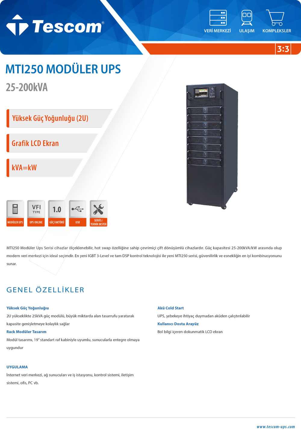 MTI250 MODÜLER UPS 25-200 kVA
